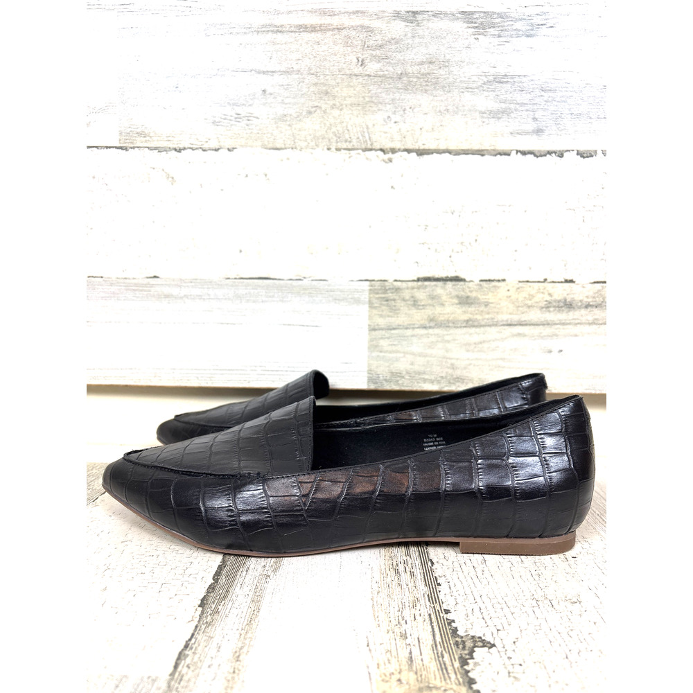Blondo Womens 10 Black Silvia Croc Leather Loafers Waterproof Luxe NEW